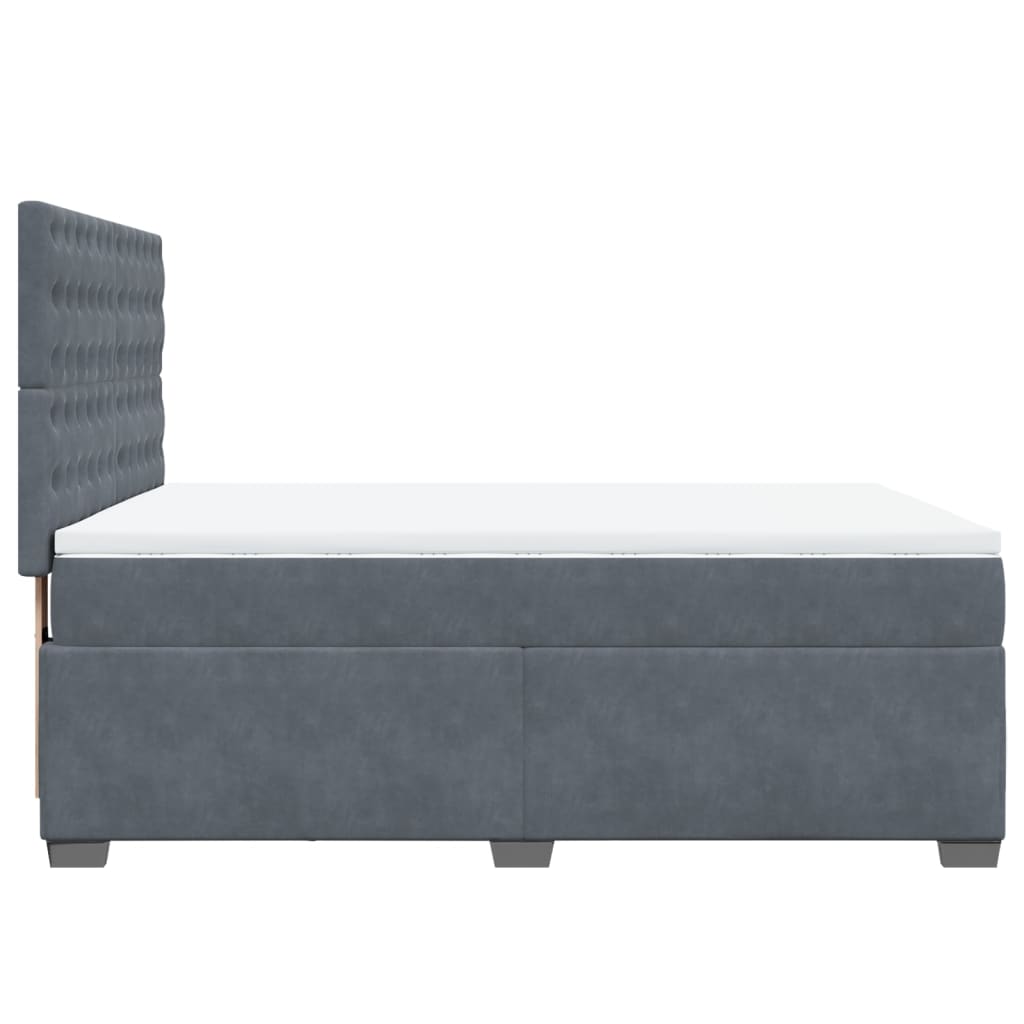 vidaXL Κρεβάτι Boxspring με Στρώμα Σκούρο Γκρι 140x190 εκ. Βελούδινο