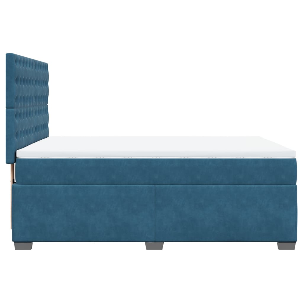 vidaXL Κρεβάτι Boxspring με Στρώμα Μπλε 140x190 εκ. Βελούδινο
