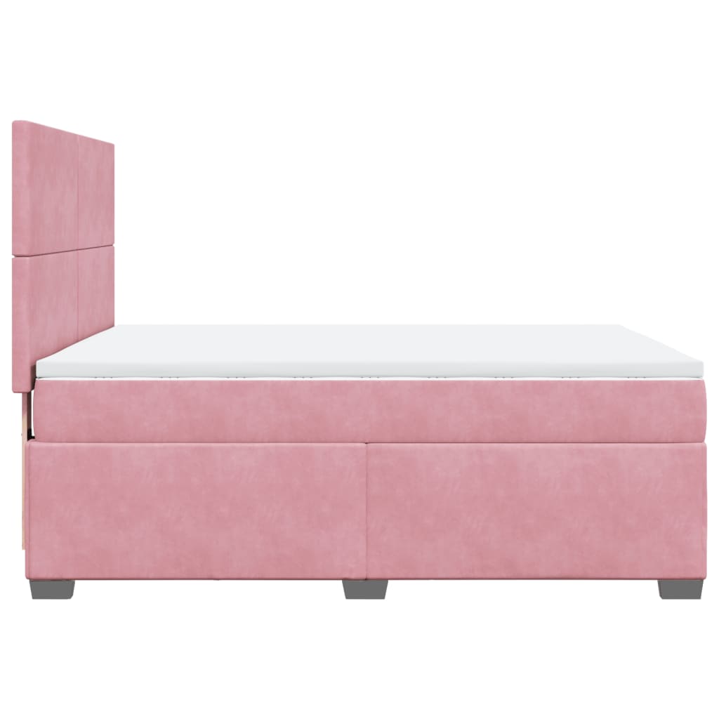 vidaXL Κρεβάτι Boxspring με Στρώμα Ροζ 140x200 εκ. Βελούδινο