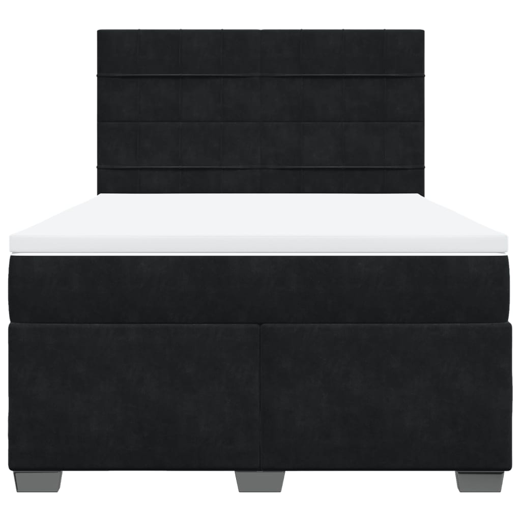 vidaXL Κρεβάτι Boxspring με Στρώμα Μαύρο 140x200 εκ. Βελούδινο