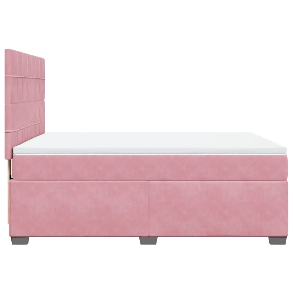 vidaXL Κρεβάτι Boxspring με Στρώμα Ροζ 140x200 εκ. Βελούδινο