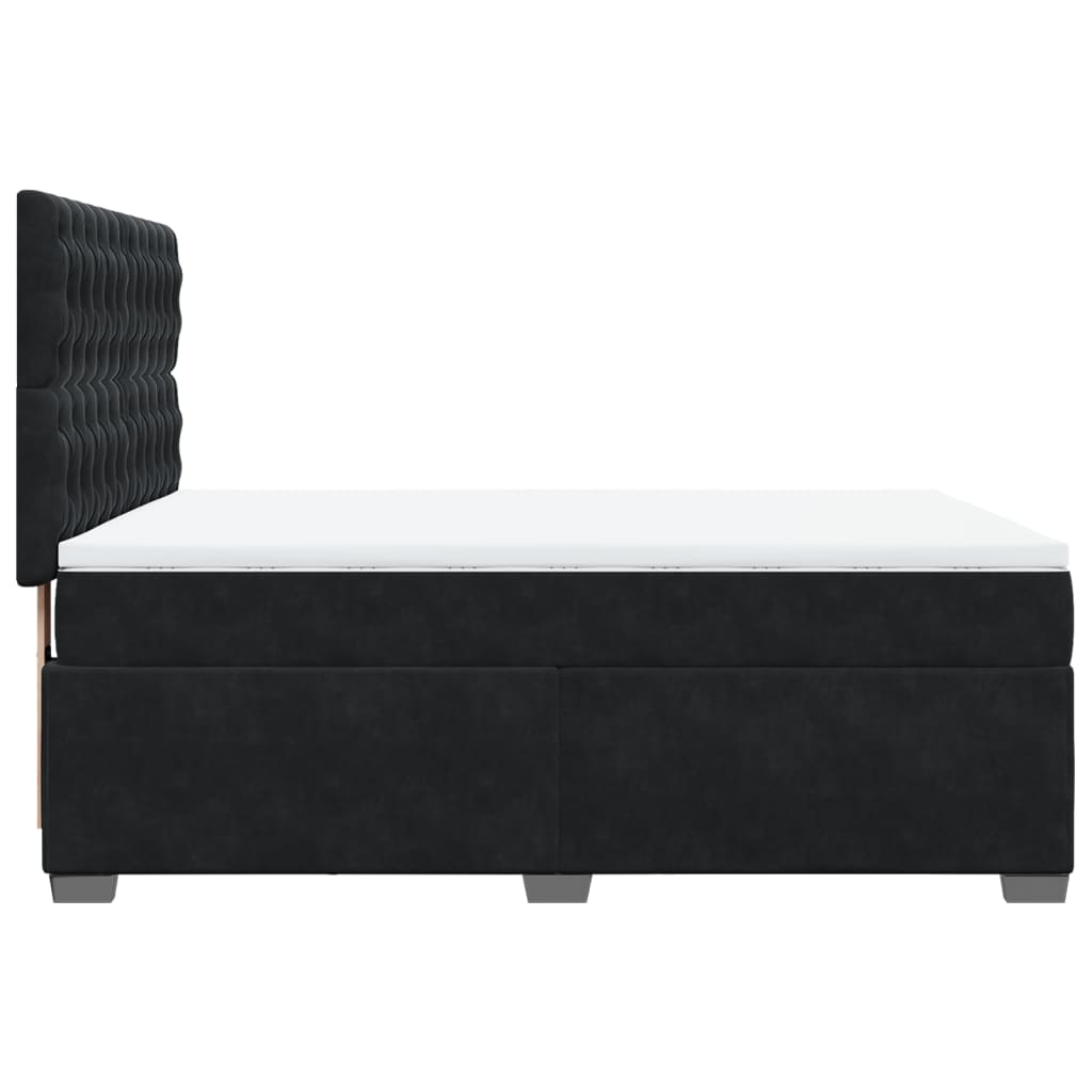 vidaXL Κρεβάτι Boxspring με Στρώμα Μαύρο 140x200 εκ. Βελούδινο
