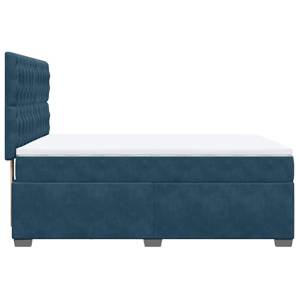 vidaXL Κρεβάτι Boxspring με Στρώμα Μπλε 140x200 εκ. Βελούδινο