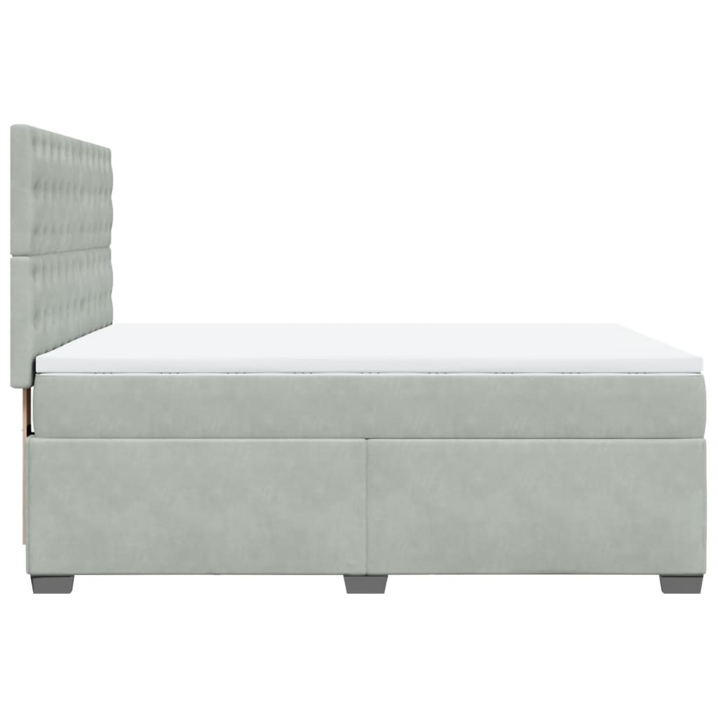 vidaXL Κρεβάτι Boxspring με Στρώμα Ανοιχτό Γκρι 140x200 εκ. Βελούδινο