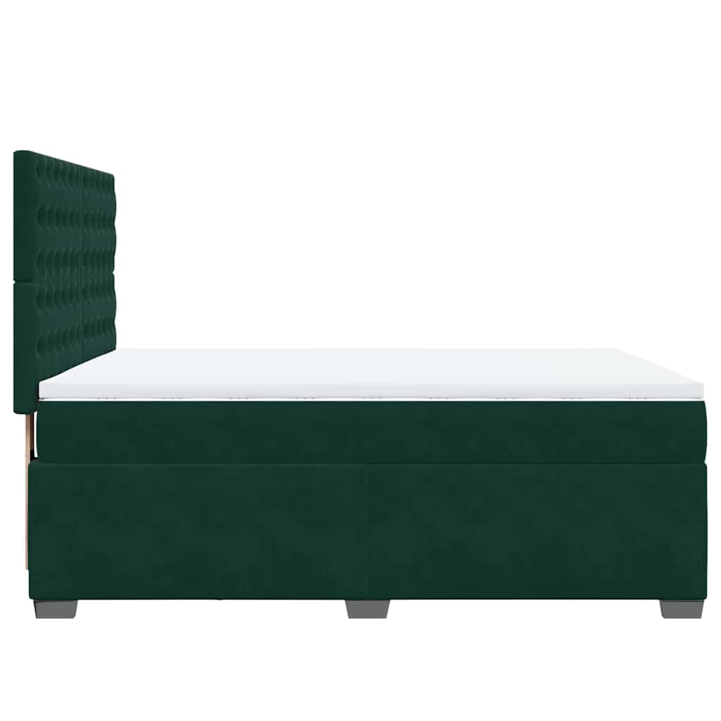 vidaXL Κρεβάτι Boxspring με Στρώμα Σκούρο Πράσινο 160x200εκ. Βελούδινο