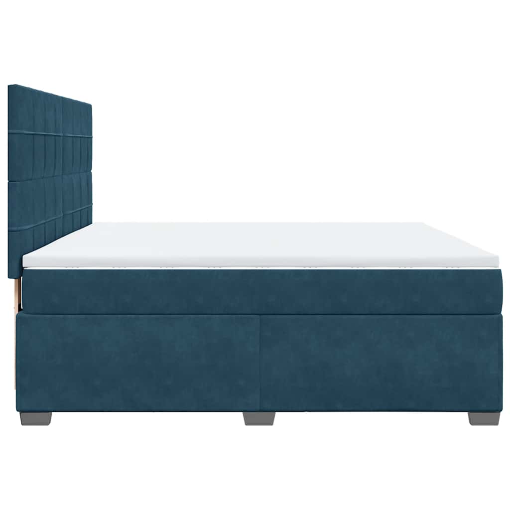vidaXL Κρεβάτι Boxspring με Στρώμα Μπλε 180x200 εκ. Βελούδινο