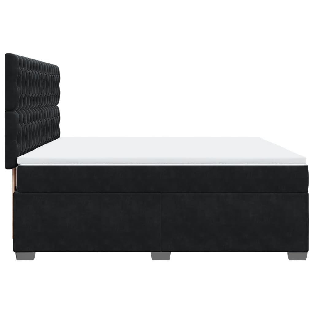vidaXL Κρεβάτι Boxspring με Στρώμα Μαύρο 180x200 εκ. Βελούδινο