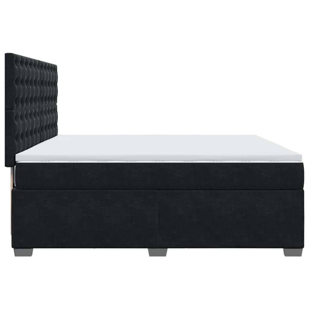vidaXL Κρεβάτι Boxspring με Στρώμα Μαύρο 180x200 εκ. Βελούδινο