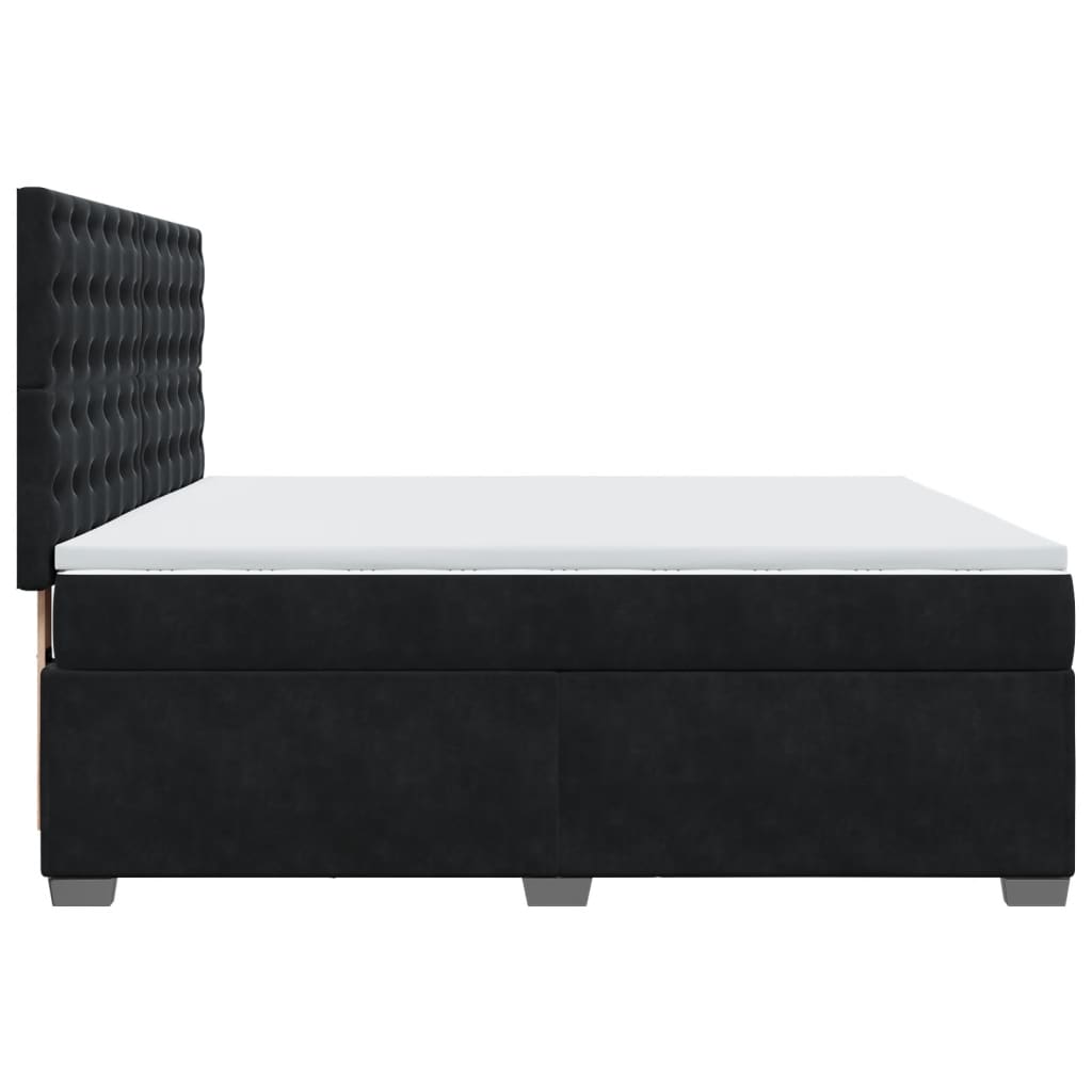vidaXL Κρεβάτι Boxspring με Στρώμα Μαύρο 200x200 εκ. Βελούδινο