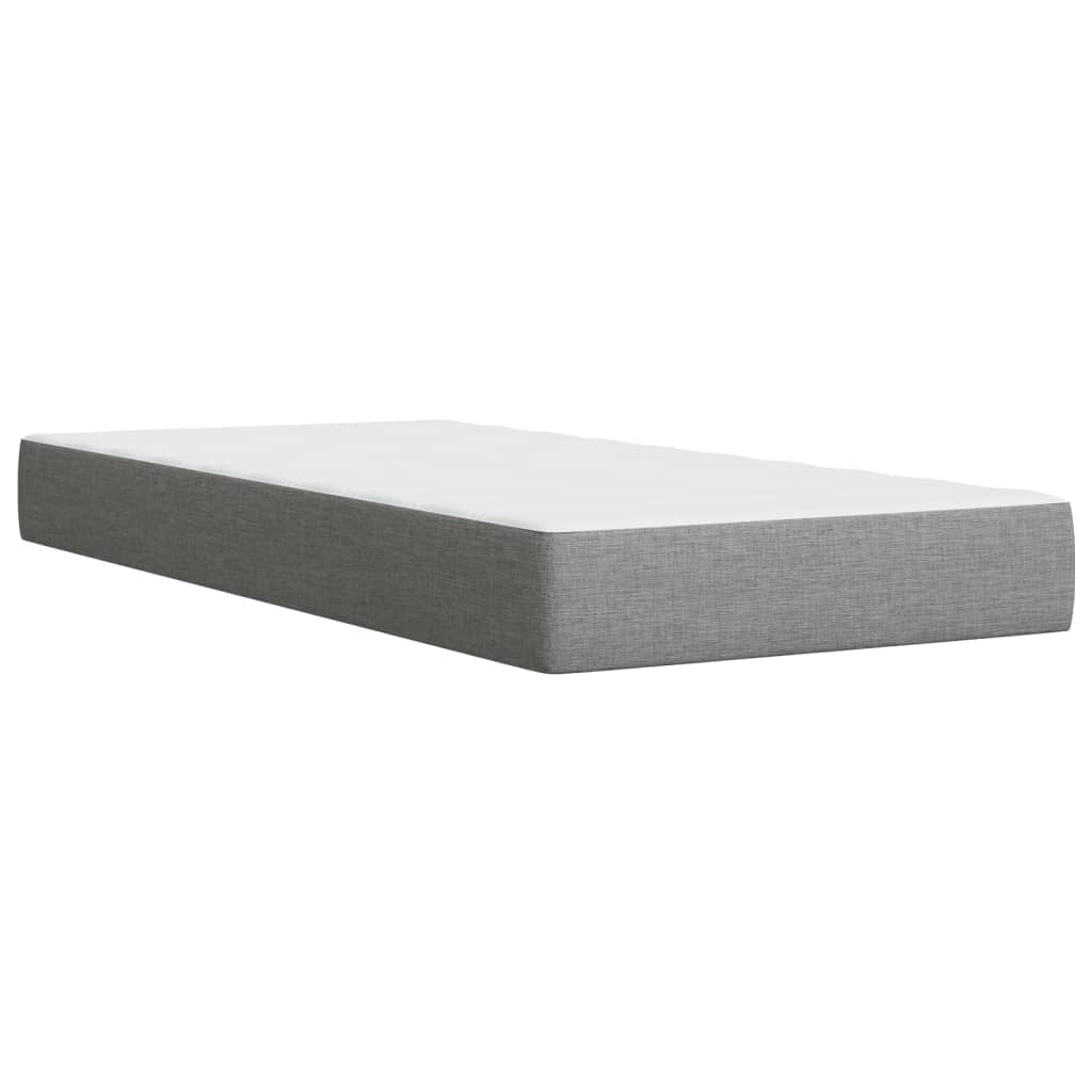 vidaXL Κρεβάτι Boxspring με Στρώμα Ανοιχτό Γκρι 90x200 εκ. Υφασμάτινο