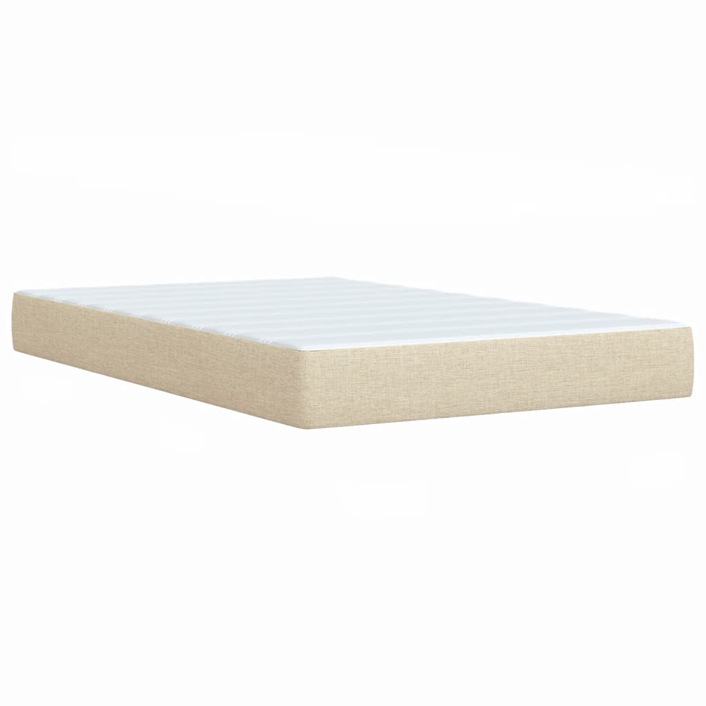 vidaXL Κρεβάτι Boxspring με Στρώμα Κρεμ 120x200 εκ. Υφασμάτινο