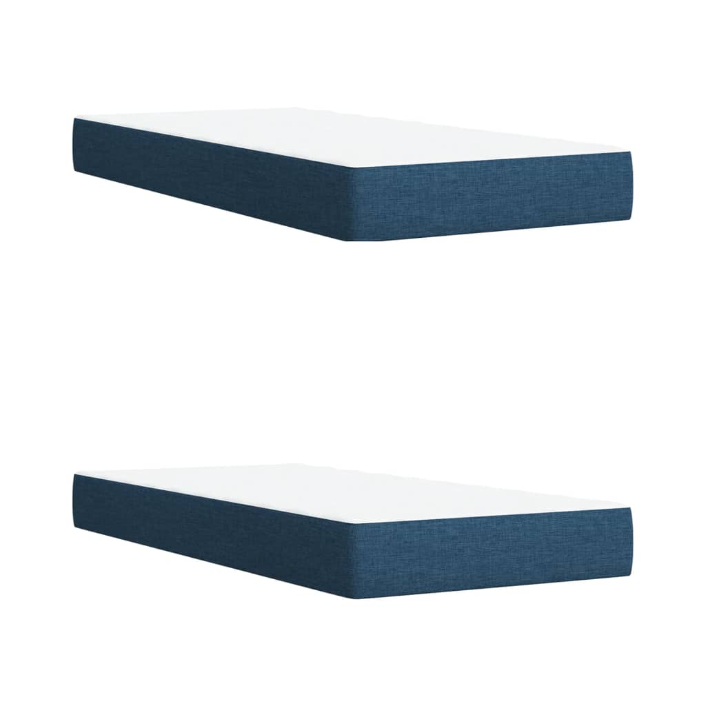 vidaXL Κρεβάτι Boxspring με Στρώμα Μπλε 200x200 εκ. Υφασμάτινο
