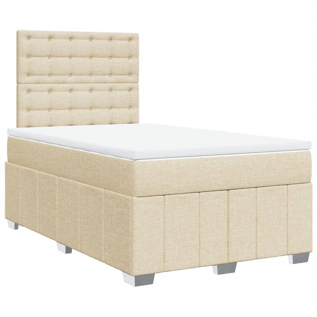 vidaXL Κρεβάτι Boxspring με Στρώμα Κρεμ 120x200 εκ. Υφασμάτινο