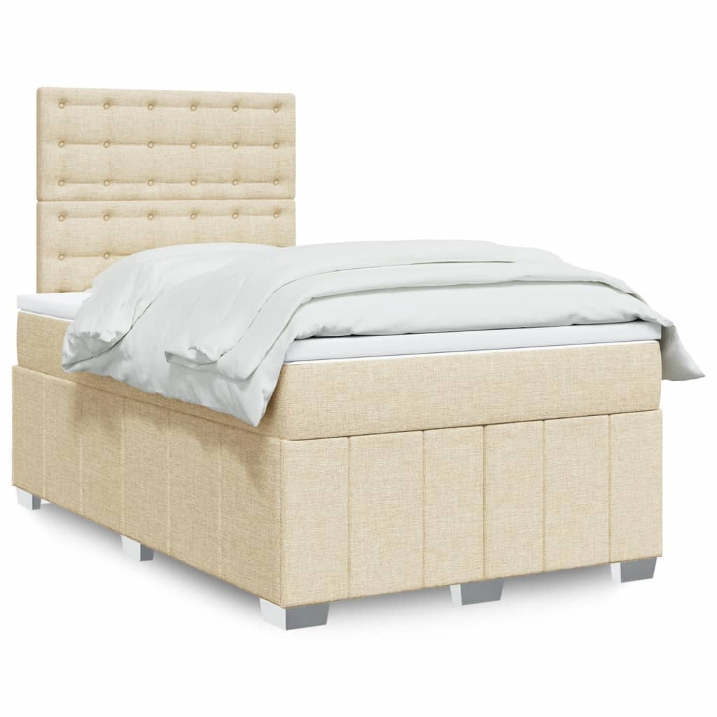 vidaXL Κρεβάτι Boxspring με Στρώμα Κρεμ 120x200 εκ. Υφασμάτινο