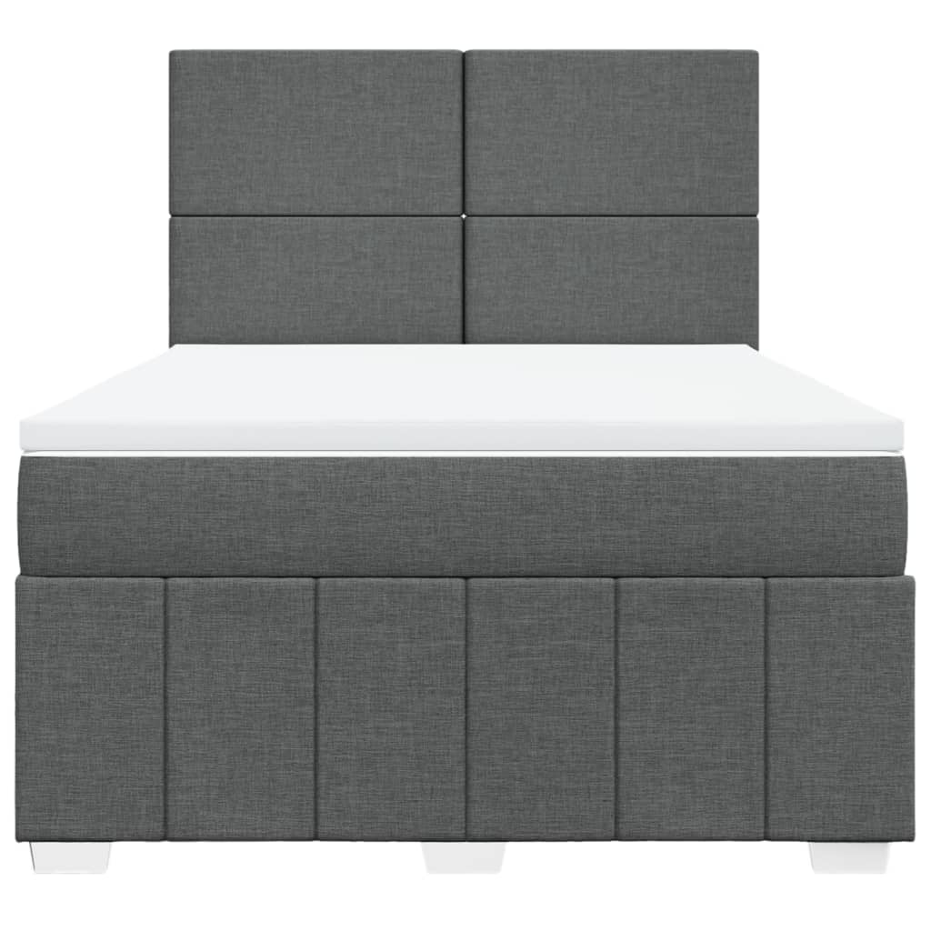 vidaXL Κρεβάτι Boxspring με Στρώμα Σκούρο Γκρι 140x190 εκ. Υφασμάτινο