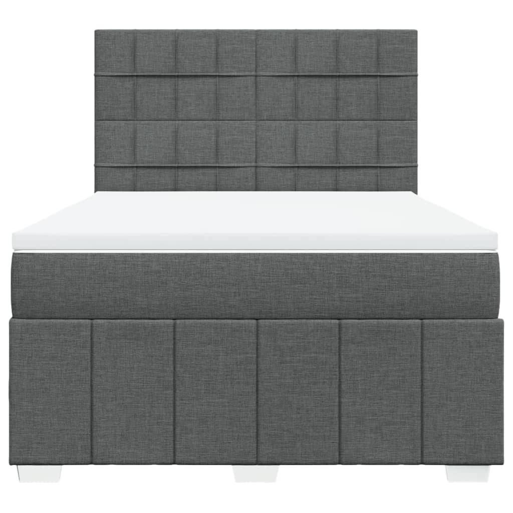 vidaXL Κρεβάτι Boxspring με Στρώμα Σκούρο Γκρι 140x190 εκ. Υφασμάτινο