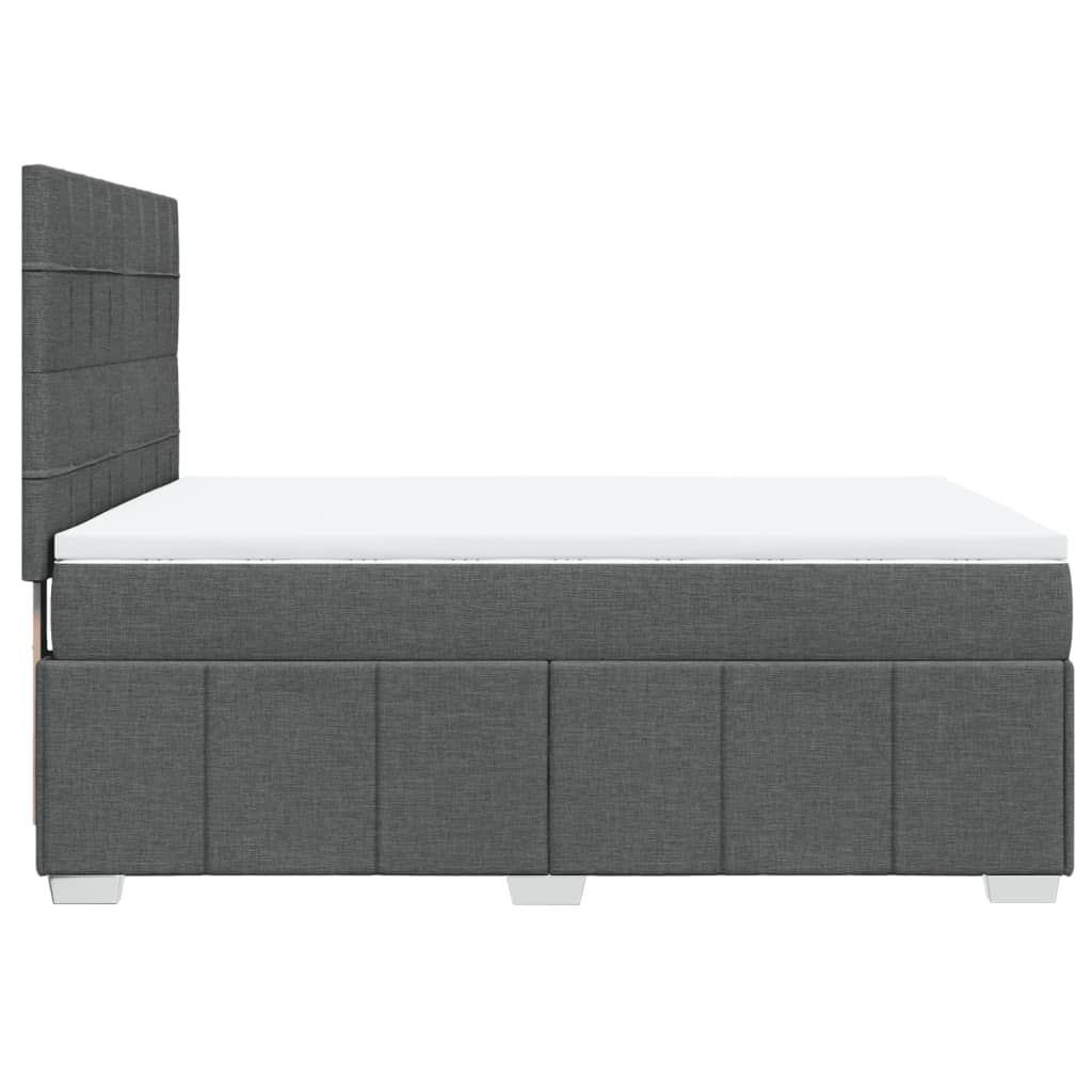 vidaXL Κρεβάτι Boxspring με Στρώμα Σκούρο Γκρι 140x190 εκ. Υφασμάτινο