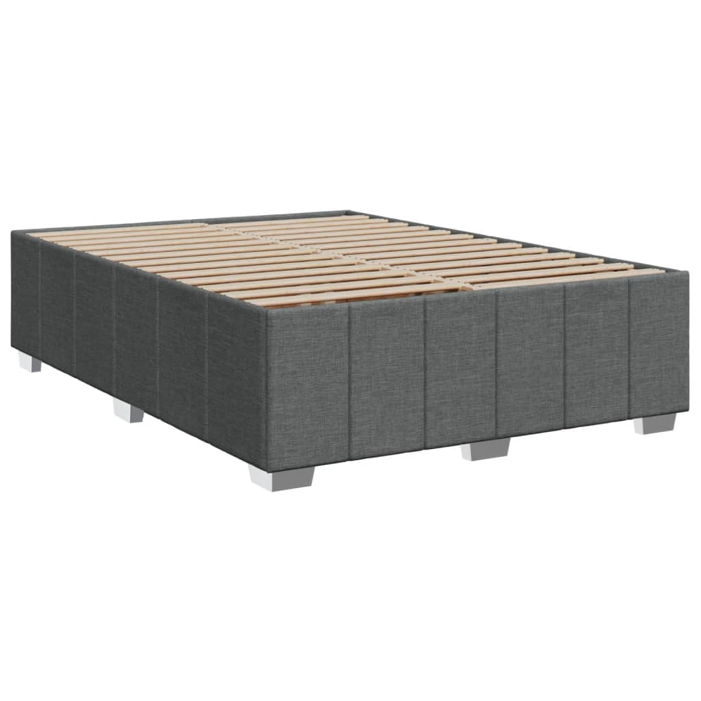 vidaXL Κρεβάτι Boxspring με Στρώμα Σκούρο Γκρι 140x190 εκ. Υφασμάτινο