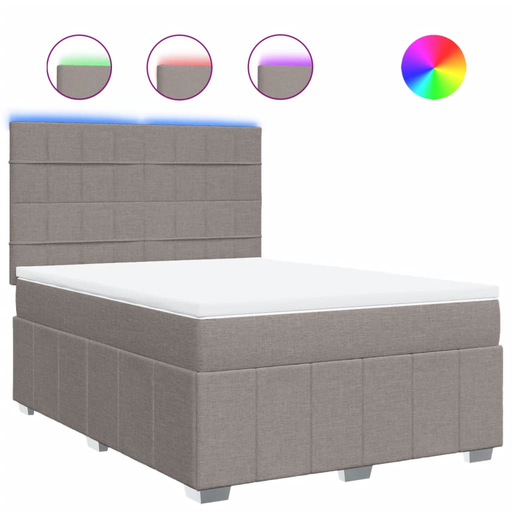 vidaXL Κρεβάτι Boxspring με Στρώμα Taupe 140x190 εκ. Υφασμάτινο