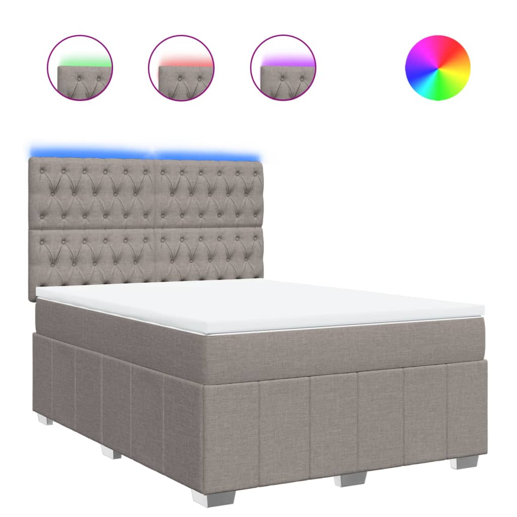 vidaXL Κρεβάτι Boxspring με Στρώμα Taupe 140x190 εκ. Υφασμάτινο