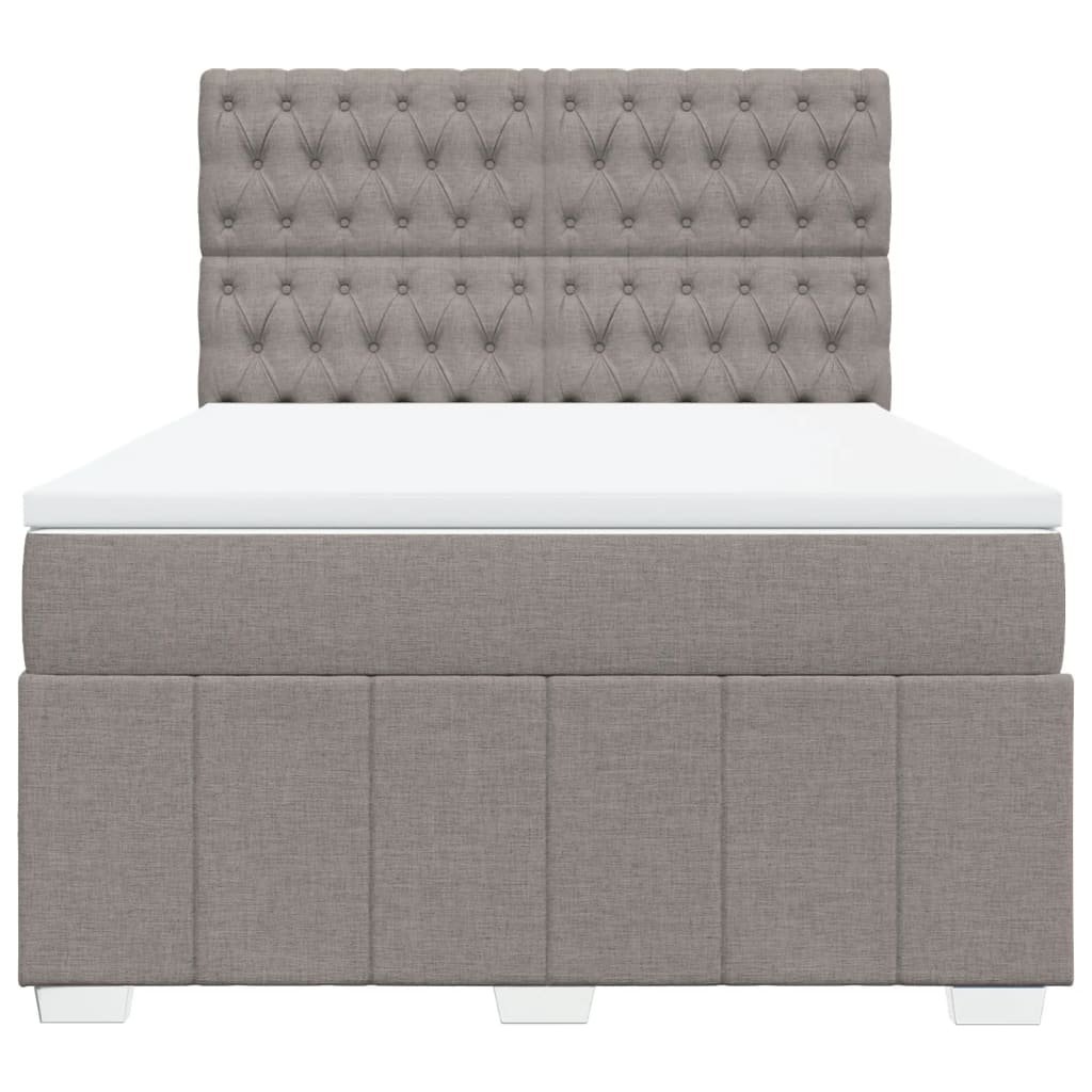 vidaXL Κρεβάτι Boxspring με Στρώμα Taupe 140x190 εκ. Υφασμάτινο