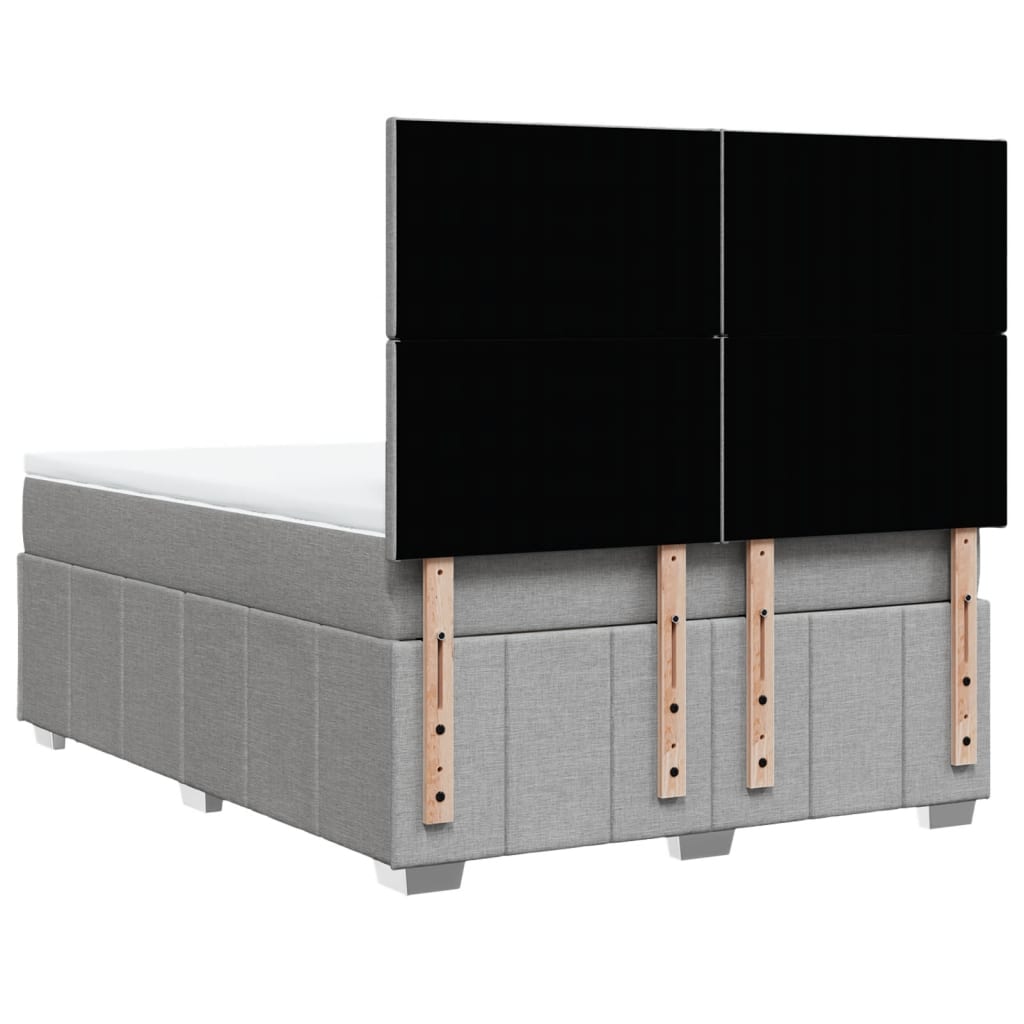 vidaXL Κρεβάτι Boxspring με Στρώμα Ανοιχτό Γκρι 140x200 εκ. Υφασμάτινο