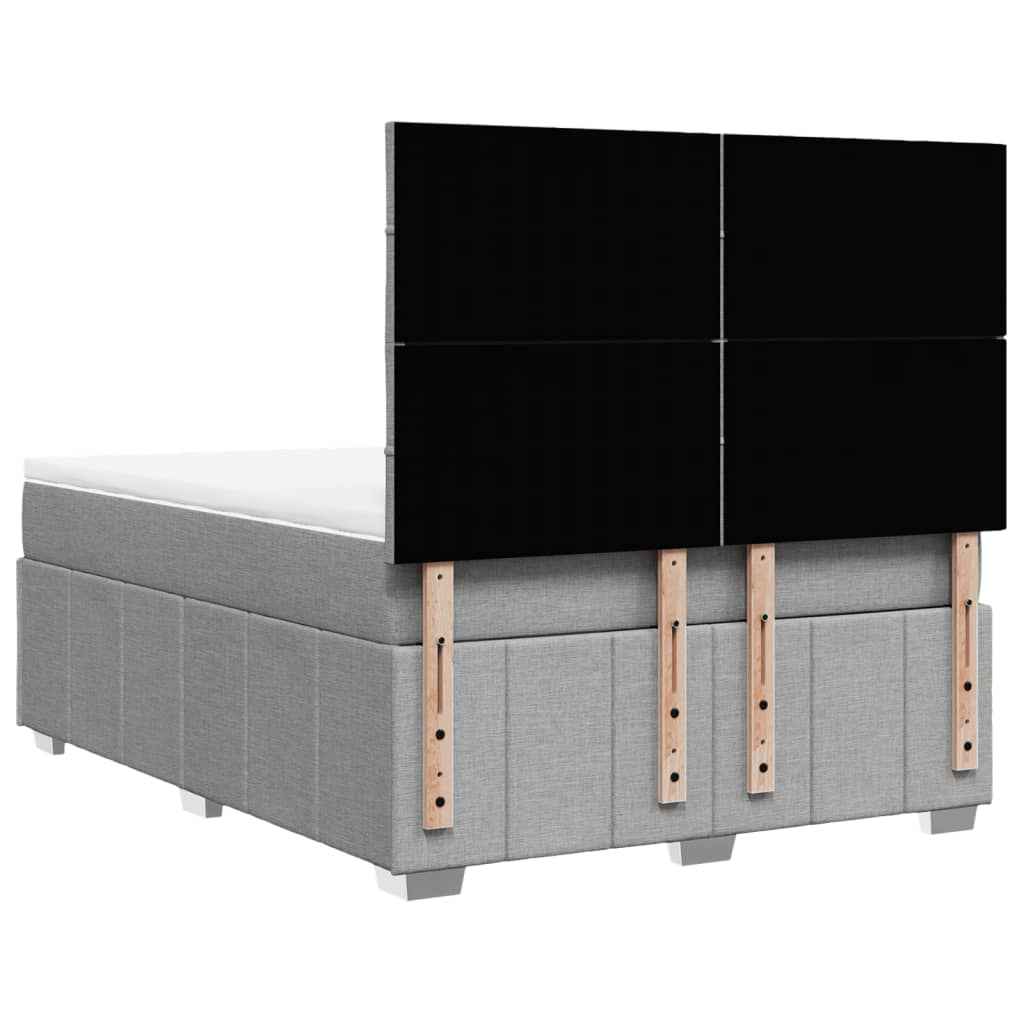 vidaXL Κρεβάτι Boxspring με Στρώμα Ανοιχτό Γκρι 140x200 εκ. Υφασμάτινο