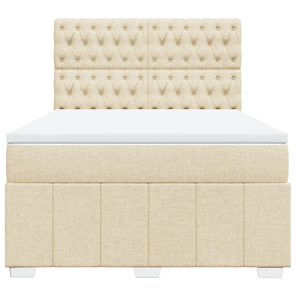 vidaXL Κρεβάτι Boxspring με Στρώμα Κρεμ 140x200 εκ. Υφασμάτινο