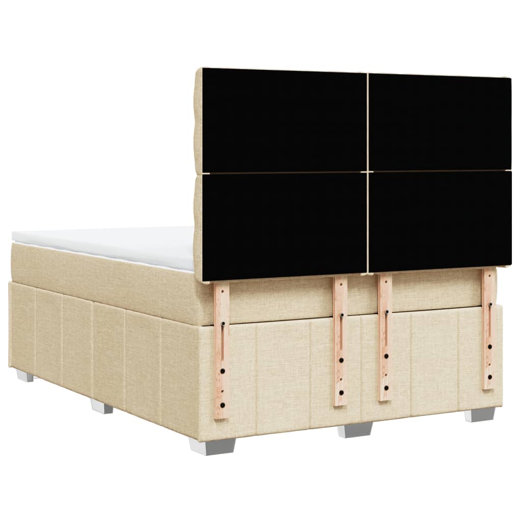 vidaXL Κρεβάτι Boxspring με Στρώμα Κρεμ 140x200 εκ. Υφασμάτινο