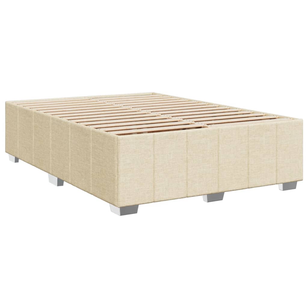 vidaXL Κρεβάτι Boxspring με Στρώμα Κρεμ 140x200 εκ. Υφασμάτινο