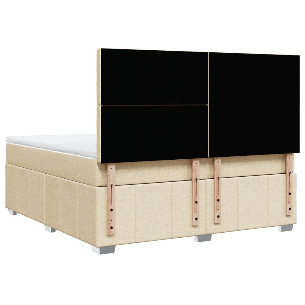 vidaXL Κρεβάτι Boxspring με Στρώμα Κρεμ 180x200 εκ. Υφασμάτινο