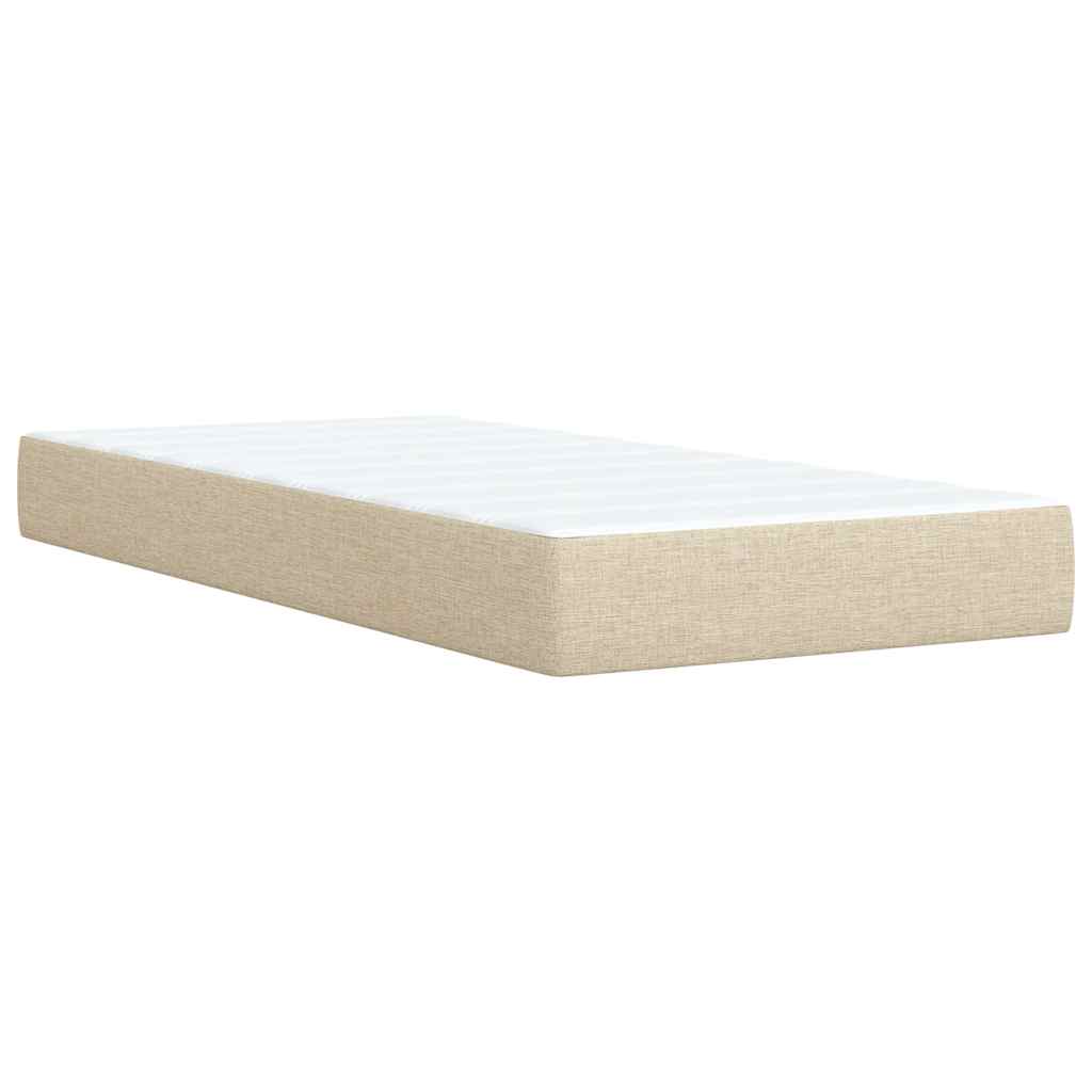 vidaXL Κρεβάτι Boxspring με Στρώμα Κρεμ 90x190 εκ.Υφασμάτινο