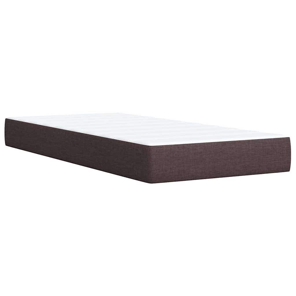 vidaXL Κρεβάτι Boxspring με Στρώμα Σκούρο Καφέ 90x200 εκ. Υφασμάτινο