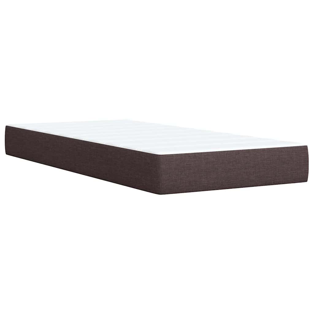 vidaXL Κρεβάτι Boxspring με Στρώμα Σκούρο Καφέ 90x200 εκ. Υφασμάτινο