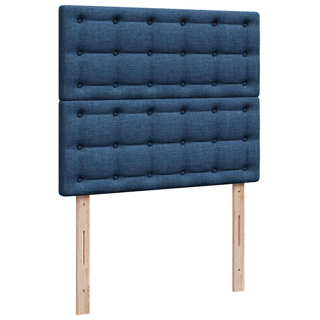 vidaXL Κρεβάτι Boxspring με Στρώμα Μπλε 120x190 εκ. Υφασμάτινο