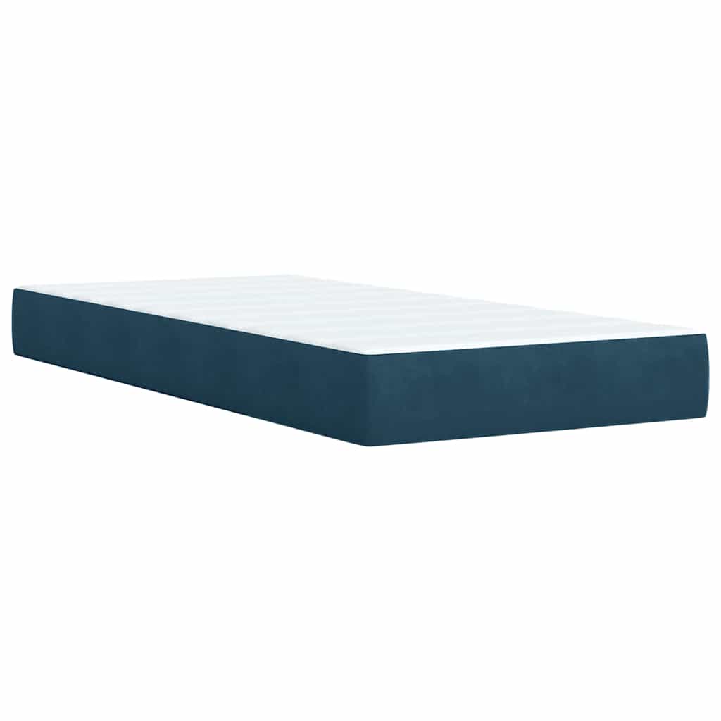 vidaXL Κρεβάτι Boxspring με Στρώμα Μπλε 100x200 εκ. Βελούδινο