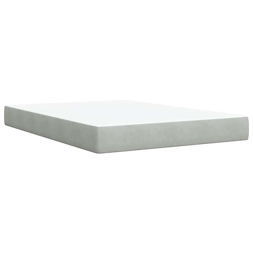 vidaXL Κρεβάτι Boxspring με Στρώμα Ανοιχτό Γκρι 140x190 εκ. Βελούδινο