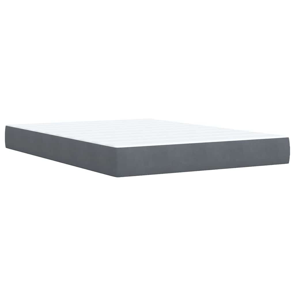 vidaXL Κρεβάτι Boxspring με Στρώμα Σκούρο Γκρι 140x200 εκ. Βελούδινο
