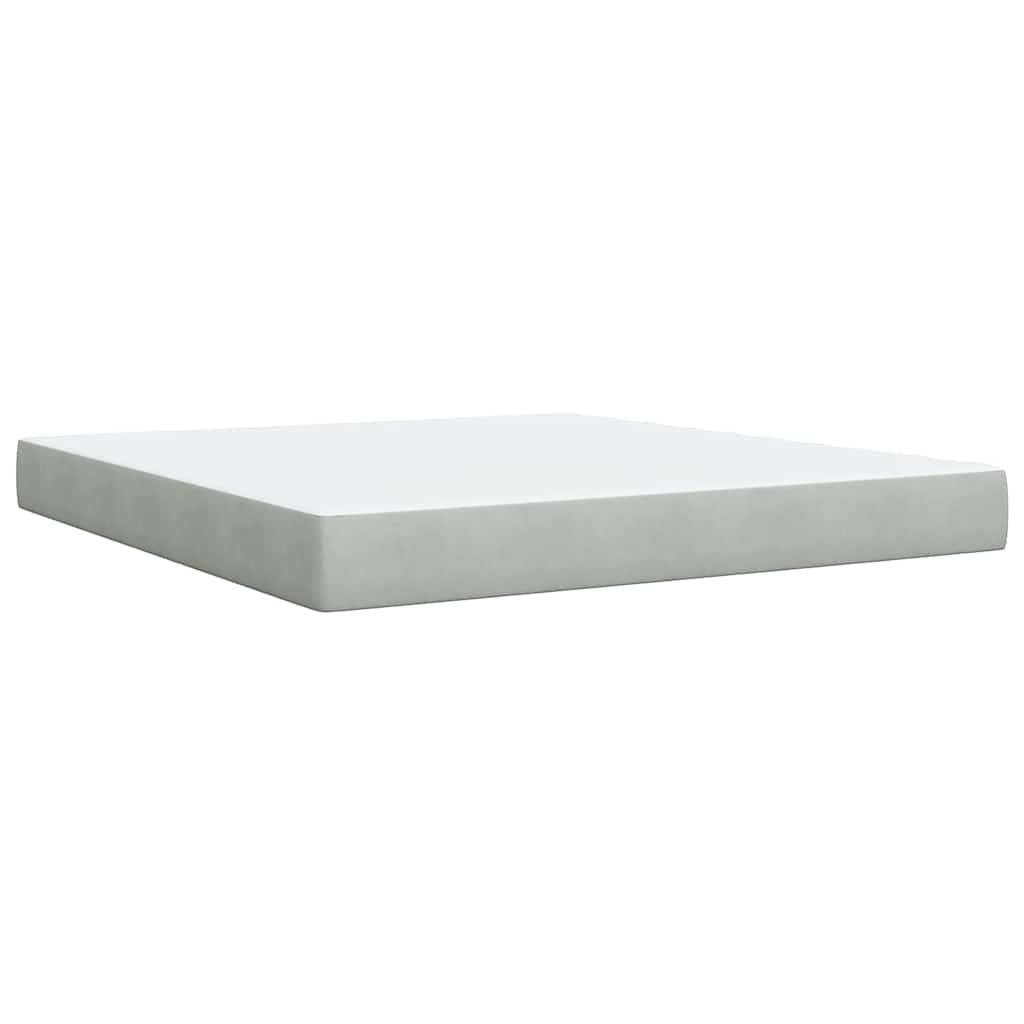 vidaXL Κρεβάτι Boxspring με Στρώμα Ανοιχτό Γκρι 180x200 εκ. Βελούδινο