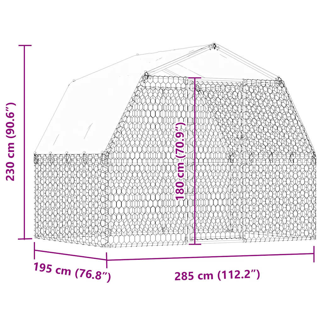 vidaXL Κλουβί Σκύλου και Πόρτα Ασημί Γαλβ. Χάλυβας