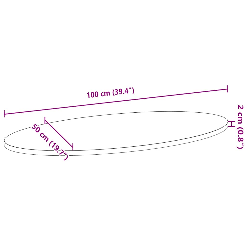 vidaXL Επιτραπέζια επιφάνεια Ανοιχτό Καφέ 100x50x2 εκ. Ξύλο Δρυός Οβάλ