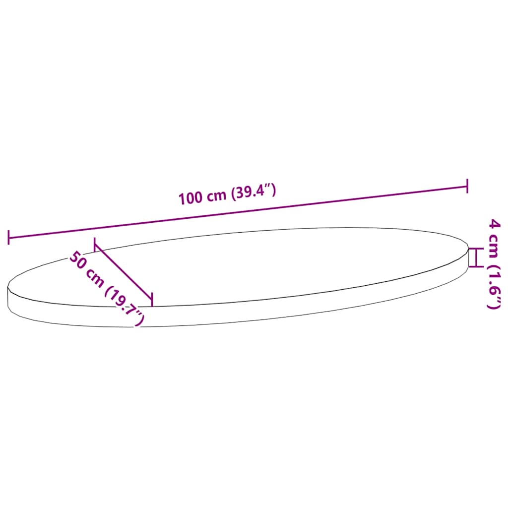 vidaXL Επιτραπέζια επιφάνεια Σκούρο Καφέ 100x50x4 εκ. Ξύλο Δρυός Οβάλ