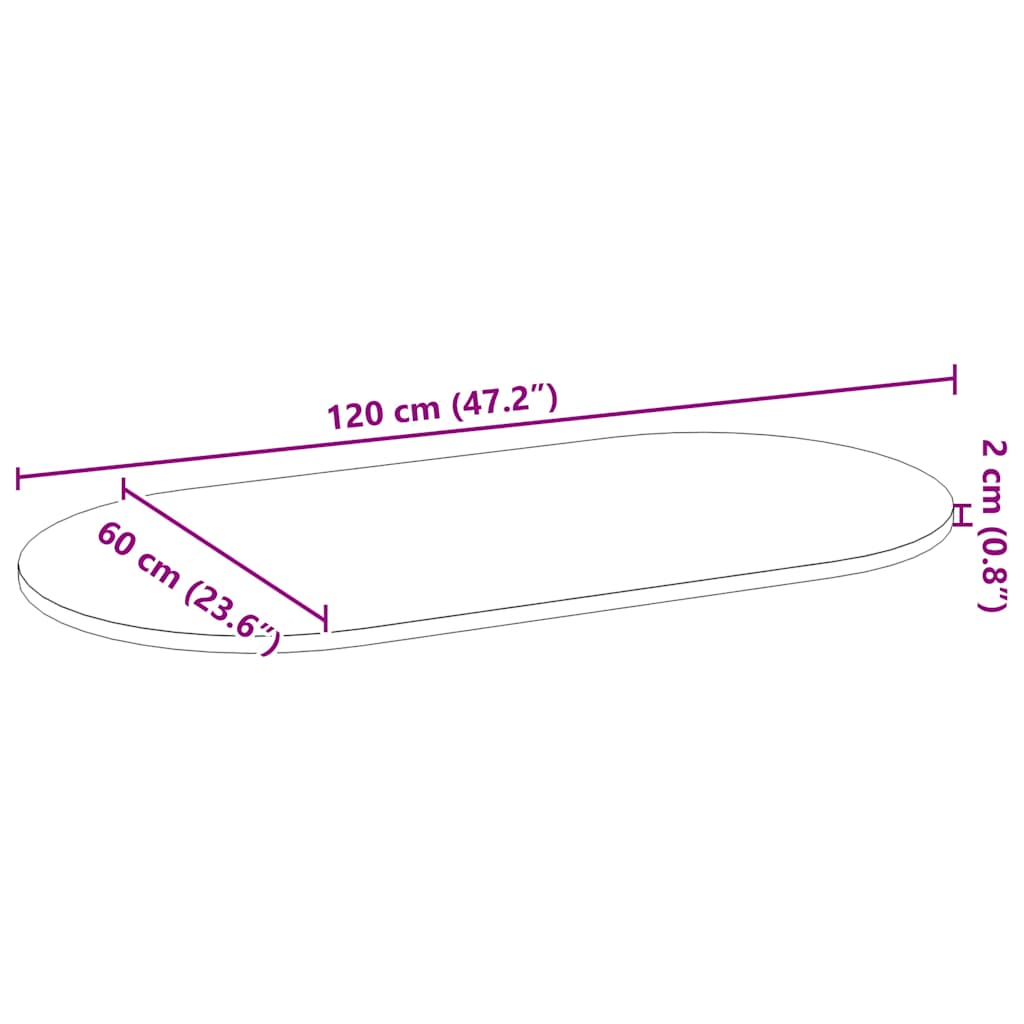 vidaXL Επιτραπέζια επιφάνεια Ανοιχτό Καφέ 120x60x2 εκ. Ξύλο Δρυός Οβάλ