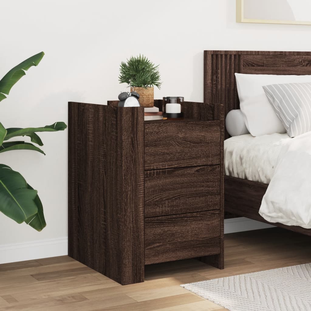 vidaXL Κομοδίνο Καφέ Δρυς 45x50x65 εκ. από Επεξεργασμένο Ξύλο
