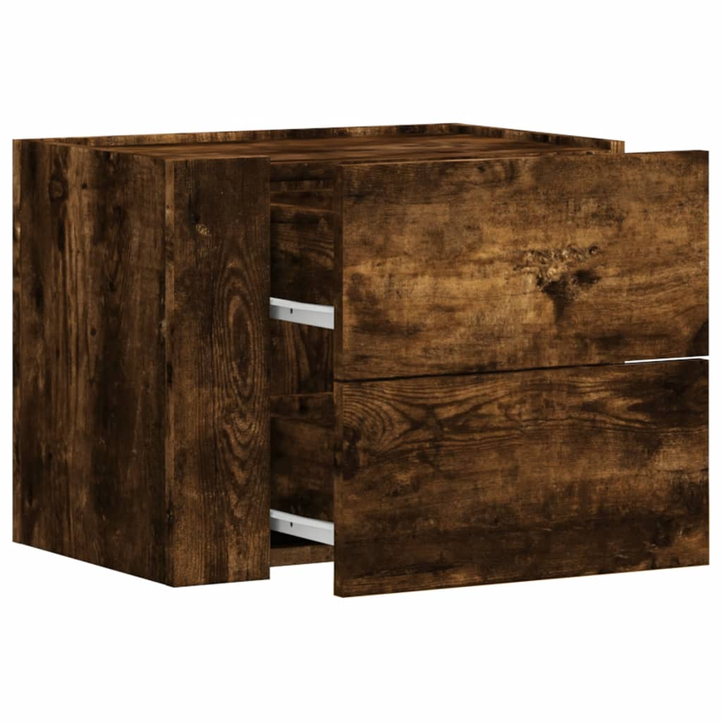 vidaXL Κομοδίνο Επιτοίχιο Καπνιστή Δρυς 45x30x35 εκ.