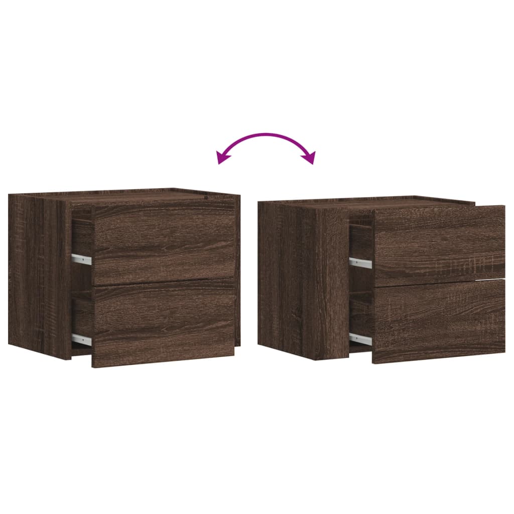 vidaXL Κομοδίνο Επιτοίχιο Καφέ Δρυς 45x30x35 εκ.