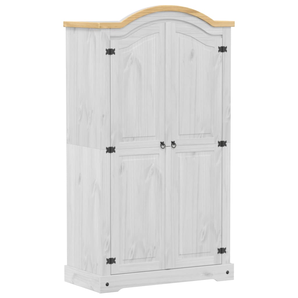 vidaXL Ντουλάπα Corona Λευκό 102x52x186 εκ. από Μασίφ Ξύλο Πεύκου