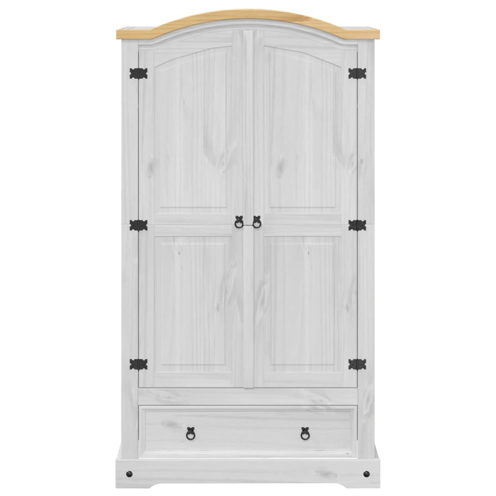 vidaXL Ντουλάπα Corona Λευκό 102x52x186 εκ. από Μασίφ Ξύλο Πεύκου