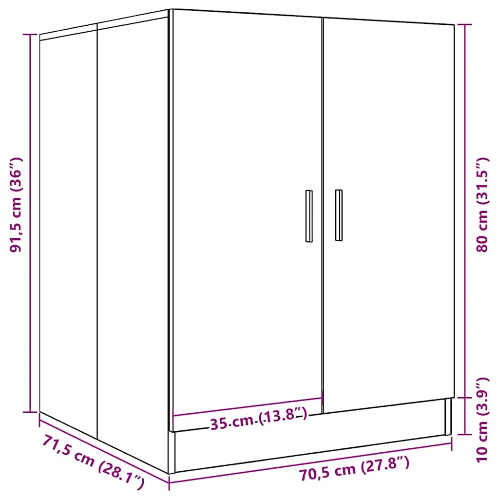 vidaXL Ντουλάπι Πλυντηρίου Sonoma Δρυς 70,5 x 71,5 x 91,5 εκ.