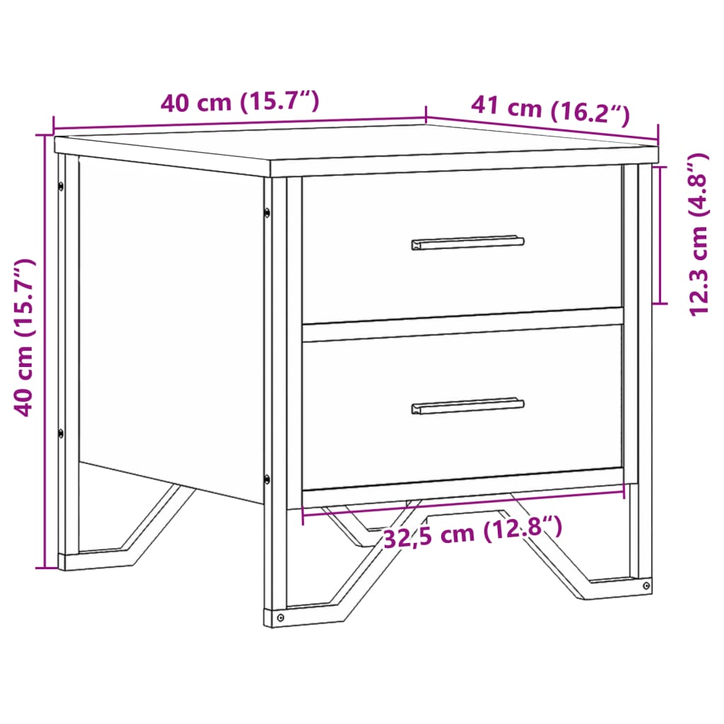 vidaXL Κομοδίνα 2 τεμ. Μαύρα 40 x 41 x 40 εκ. από Επεξεργασμένο Ξύλο
